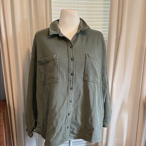 Aerie Women’s Green Button-Up sweatshirt Jacket